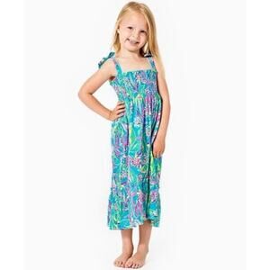 Lilly Pulitzer Girls Mini Rivera Midi Dress Formentera Turquoise Size XL
